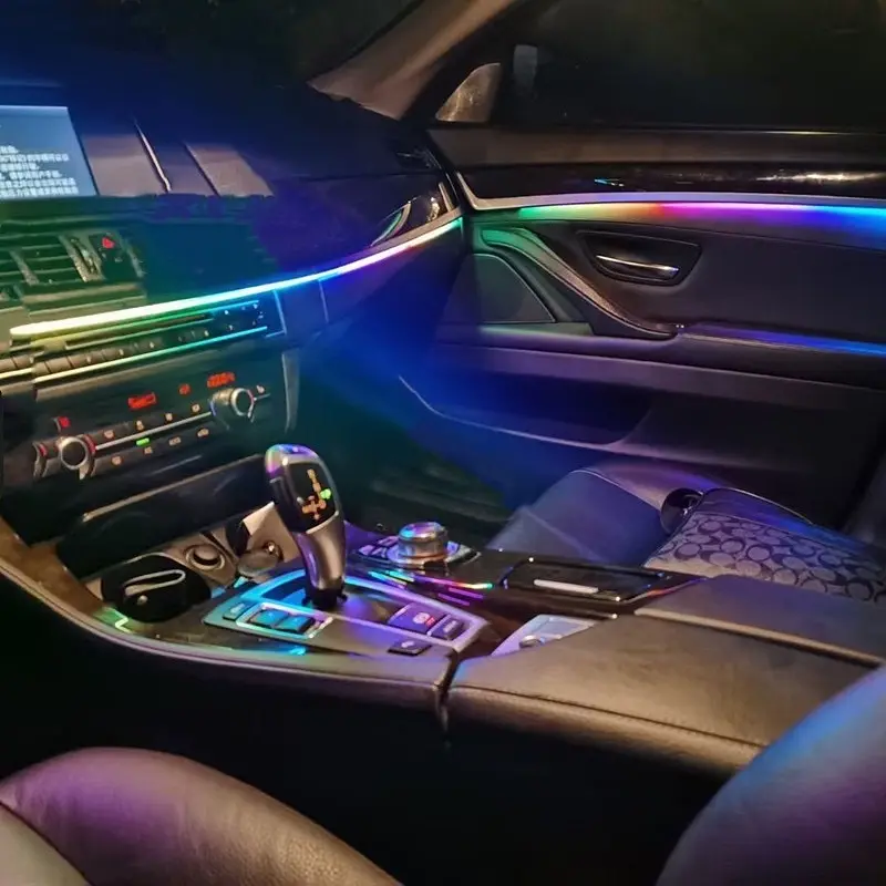 สากล 18 in 1 ไฟ LED บรรยากาศภายในรถยนต์ชุดไฟบรรยากาศภายในรถยนต์พร้อมแถบอะคริลิค RGB บรรยากาศภายใน