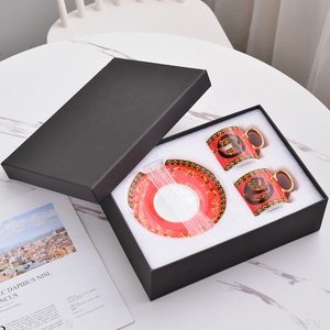 Tazas y platillos de té de cerámica de lujo, juegos de 2 tazas para sala de estar, diseño de porcelana de Europa Occidental para café y té - Product Image 4