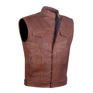 Chaleco de cuero genuino sin mangas para hombre, ropa de abrigo de invierno, impermeable, transpirable, con cuello en V, estilo de calle personalizable - Product Image 1