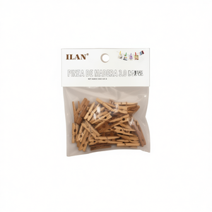 Ilan Mollette in Legno 3.0 Cm 20 Pezzi Clip per Indumenti in Legno Naturale - Product Image 2