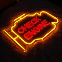 Check Engine Neon Sign Garage Decor, Check Light LED Garage Sign Car Sign for Wall Decor, Custom Neon Signs
