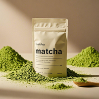 Kundenspezifisch Bedruckte OEM ODM Aluminiumfolie Lebensmittelqualität Matt-Finish 50g 100g Matcha-Pulverbeutel Stehbeutel mit Reißverschluss Mylar-Beutel