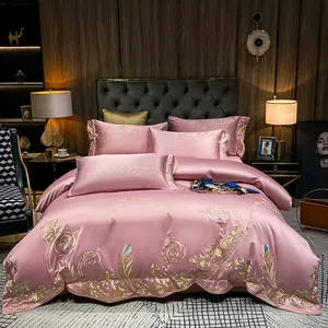 2022 silk embroidery 100% cotton 120s 4pcs egyptian cotton bedding sets luxury bed sheets