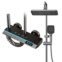 Mélangeur de bain Piano Ensemble de douche Lumière LED Affichage numérique 4 fonctions Système de pluie Raccords de salle de bain Pomme de douche avec jet