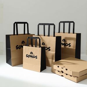 Bolsas de Papel Kraft Marrón Hechas a Medida para Envasado de Alimentos en Restaurantes, con Asas Retorcidas, Alta Resistencia, Tamaños Personalizados para Pizza - Product Image 5