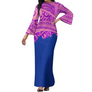 Prezzo promozionale all'ingrosso personalizzato lungo indietro diviso <span class=keywords><strong>vestito</strong></span> sottile Tonga tribale polinesiano abbigliamento donna manica a campana <span class=keywords><strong>vestito</strong></span> Rasta - Product Image 3