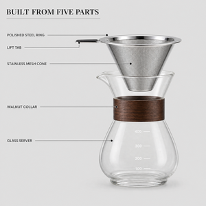 เครื่องชงกาแฟแบบกรอง แก้ว<span class=keywords><strong>กาแฟ</strong></span>ทรงสูงพร้อมปลอกไม้ ตัวกรองสแตนเลสแบบใช้ซ้ำได้ ไม่ต้องใช้กระดาษกรอง - Product Image 3