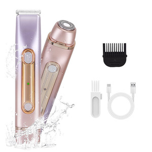 Épilateur rechargeable 2 en 1 pour <span class=keywords><strong>femme</strong></span>, OEM/ODM, sans douleur, pour le <span class=keywords><strong>maillot</strong></span>, le visage et le corps entier, <span class=keywords><strong>rasoir</strong></span> de toilettage. - Product Image 2