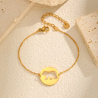 Bracelet en acier inoxydable pour femme, motif ours ajouré, avec logo, style mode, bijoux fantaisie, cadeau, animal mignon, éléphant. Demandez votre catalogue.