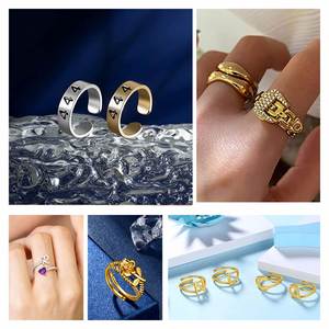 <b>24k</b> <b>Gold</b> Plated Stainless Steel <b>Ring</b> Crystal Rhinestone Lab Created Daily Trendy Unisex Design Tryme Brand Cross Border Multi - Product Image 6