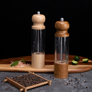 Moulin à poivre <span class=keywords><strong>en</strong></span> <span class=keywords><strong>bois</strong></span> et acrylique de grande capacité de 6 pouces avec tête ronde, moulin à sel et poivre <span class=keywords><strong>en</strong></span> céramique blanche, écologique - Product Image 1