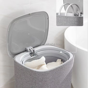 Panier à linge en tissu avec couvercle à pédale, panier à linge à ouverture par le haut, anti-odeurs, 60L, panier à linge portable avec poignées - Product Image 1
