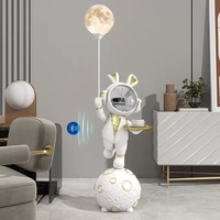 Sculpture de Lapin Spatial de Luxe en Résine, Décoration de Sol, Lampe Lune LED, Enceinte Bluetooth, Ornement Décoratif pour la Maison, Fourniture d'Usine