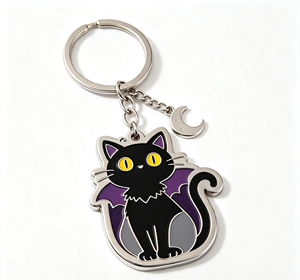 <b>Cute</b> Black Cat Metal Key Chain Enamel Cat <b>Keyring</b> Zinc Alloy Pendant for Gift and Promotion - Product Image 3