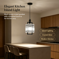 Suspension en verre nervuré avec structure en métal noir, mini lampe suspendue moderne pour îlot de cuisine, salle à manger, chambre à coucher