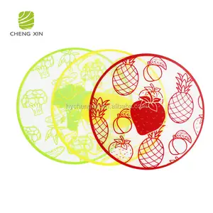 Impression couleur ronde cuisine moderne PP plastique flexible pain et fruits planche à découper tapis