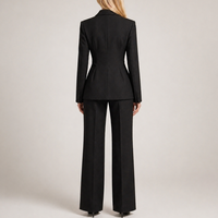 Ensemble blazer et pantalon taille haute pour femme, coupe ajustée, élégant et minimaliste, idéal pour le bureau, pantalon large sur mesure