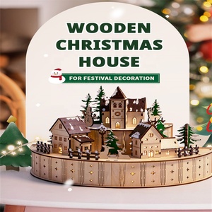 Aldea Navideña de Madera Cortada con Láser, Hecha a Mano y Personalizable, Decoración Ecológica para el Hogar o Regalo de Rompecabezas Navideño - Product Image 5