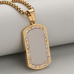 הסיטונאי אישית לוגו מותאם אישית אישית לוגו <span class=keywords><strong>rhinestone</strong></span> שרשרת תכשיטים נירוסטה עבור גברים - Product Image 5