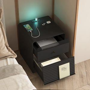 <b>Smart</b> Nightstand with Charging Station Led <b>Lights</b> Bedside Table Storage Cabinet for Bedroom - Product Image 6