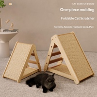 Pohon Garukan Kucing Kayu Solid Lipat Berlapis Sisal Desain Vertikal Sangat Tahan Lama Tidak Rontok Gaya Minimalis Cakar