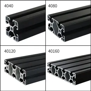 Silver Black OEM Modular Frames T Slot Extruded Aluminum Profile 40 X 40 Extrusions 4040 4080 40120 40160 Manufacture Supplier