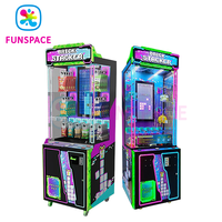 Funspace Machine à grue d'intérieur à monnayeur, jeu d'adresse d'arcade de type empileur de briques, avec structure métallique et garantie d'un an