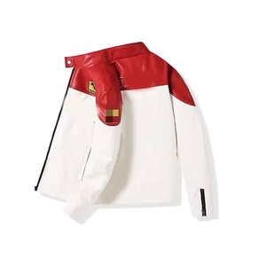 Nuova Giacca Invernale in Pelle Stile Hip Hop per Uomo e Donna in Pelle di Vitello Ricamata con Colletto alla Coreana Logo Frontale Design da Corsa F1 di Lusso Personalizzato - Product Image 2