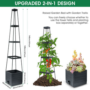 Vente flash : bac à plantes surélevé de grande taille, écologique, antirouille, gris, pour jardinage en petit espace, avec trous de drainage, en plastique - Product Image 3