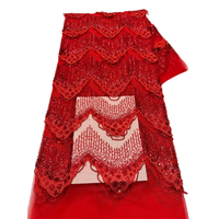 Dentelle en tulle florale 3D de luxe NI.AI avec perles et paillettes, dentelle africaine Asoebi pour robes de mariée nigérianes