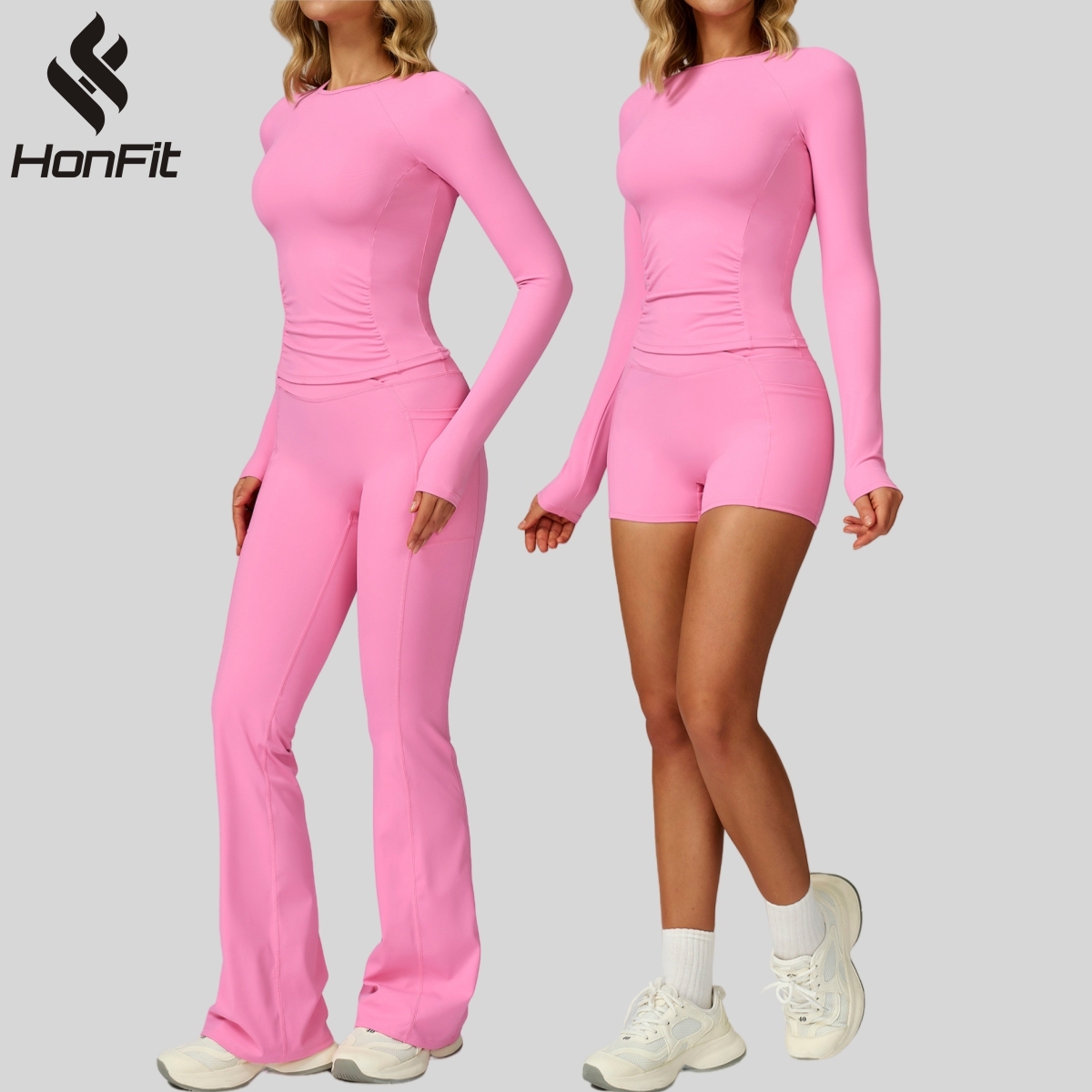 High Quality Women Yoga Wear Sports Clothing Set Custom Logo Gym Training Workout Fitness 4 Piece Outfit Yoga Pants Sets