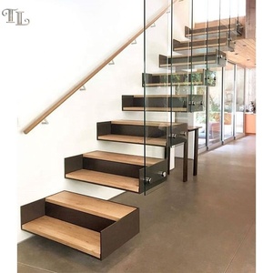 <span class=keywords><strong>Escalier</strong></span> flottant moderne <span class=keywords><strong>en</strong></span> bois TL avec garde-corps <span class=keywords><strong>en</strong></span> verre sans cadre, éclairage LED intégré aux marches, <span class=keywords><strong>escalier</strong></span> cantilever à monte-<span class=keywords><strong>escalier</strong></span> ouvert - Product Image 2