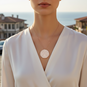Pendentif rond en argent Sterling turque Simple, bijoux élégants et à la mode, vente en gros - Product Image 3