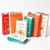 Sacs en papier kraft personnalisés avec logo d'usine et feuille d'aluminium intérieure pour emballage alimentaire, sacs à emporter pour poulet frit, sacs en papier BBQ doublés de feuille d'aluminium