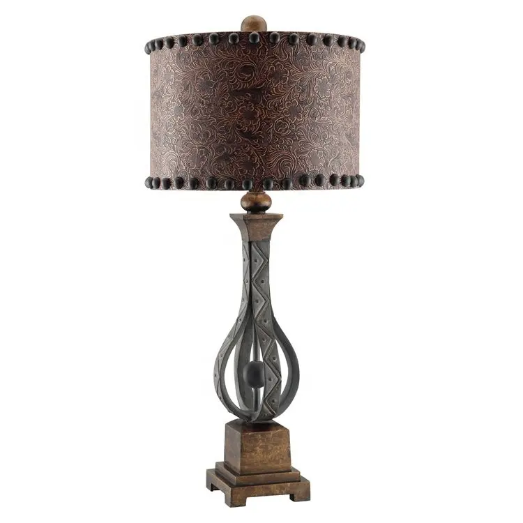 Lampe de table en fer au style antique, art déco, vintage, pour salon et chambre à coucher