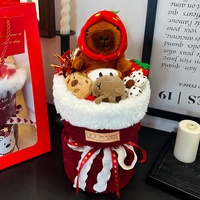 Bouquet de Noël créatif avec peluches Mickey et Capybara West Highland – Cadeau d'anniversaire style girly pour petite amie