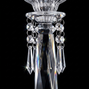 Candélabre haut de gamme contemporain en cristal transparent argenté, fait main, imprimé UV, pour décoration de réception de <span class=keywords><strong>mariage</strong></span>, centre de table, porte-bougie - Product Image 5