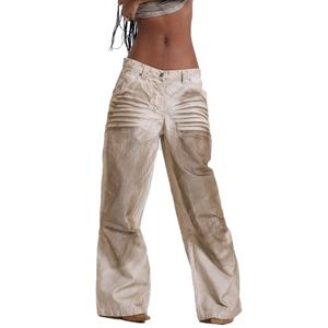 กางเกงยีนส์ทรงคลาสสิคแบบขายส่ง รุ่น Colossus สไตล์สตรีทแวร์ ทรงโอเวอร์ไซส์ สำหรับผู้ชาย สี Maillard วินเทจ ขอบดิบ ทรงแบ็กกี้ - Product Image 1