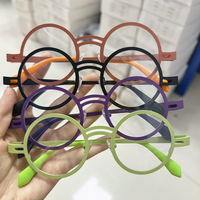 Monture de lunettes optiques ronde en acier inoxydable colorée, grande taille, épaisse, de haute qualité, vente en gros, tendance, promotion