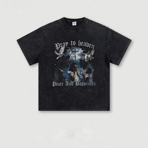 เสื้อยืดฟอกหิมะแนววินเทจสำหรับผู้ชายปรับแต่งได้250กรัมพิมพ์ลายสตรีทไซส์ใหญ่พิเศษสำหรับฤดูร้อนขายส่งสไตล์ยุโรป - Product Image 2