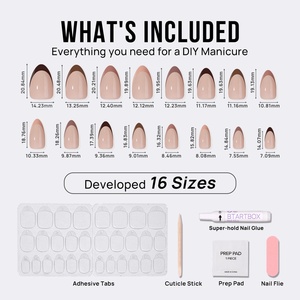 Reusable Faux Ongles Fake False <b>Nails</b> With Glue Wholesale Short Almond Handmade Brown French <b>Tip</b> Soft Gel Press on <b>Nails</b> - Product Image 4