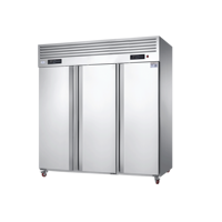 Réfrigérateur commercial à 3 portes, en acier inoxydable, vertical, avec insertion de plateaux, certifié CE, RoHS, FCC
