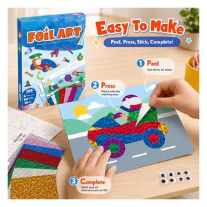 Kit d'art en feuille à thème véhicule, cartes brillantes voitures et avions, projet créatif pratique, activité en classe, jouet pour garçons d'école - Product Image 4