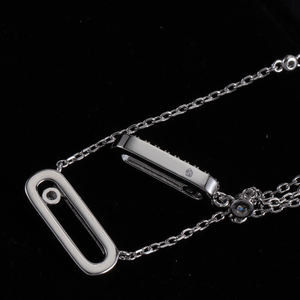 Collares de Doble Dije de Lujo para Mujer, Ideales para Fiestas de Compromiso y Bodas, Plata de Ley con Acabado en Oro Rosa y Circonita Exquisita - Product Image 4