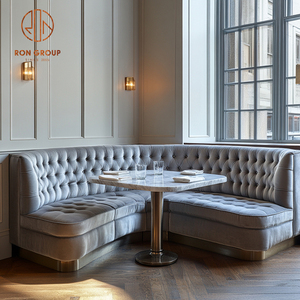 Tavolo Rotondo in Marmo per Ristorante, Tavolo Semicircolare per Caffetteria, Set di Arredi con Sedute per Bar - Product Image 6