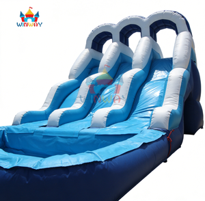 Factory Best Quality Blue Wave Three lane Custom <b>Inflatable</b> Wet <b>Slides</b> <b>Inflatable</b> <b>Water</b> <b>Slide</b> with Swimming Pool for Sale - Product Image 4
