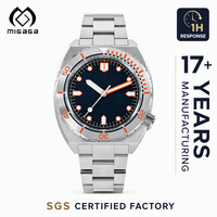Montre personnalisée OEM pour homme, 40 mm, orange et noir, lunette tournante chronométrée, montre de plongée automatique, montre lumineuse pour homme