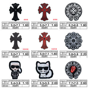 Parches Bordados con Diseño de <span class=keywords><strong>Cruz</strong></span> Gótica de Herradura Blanca y Negra <span class=keywords><strong>para</strong></span> Decoración de Ropa, Chaquetas, Sombreros y Bolsos - Product Image 5