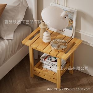 Taburete de baño de madera Qiu Ran, color madera natural, con estante de almacenamiento para uso en la ducha del hogar. - Product Image 4