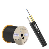 Kabel Fiber Optik Hitam FTTH 1-Core untuk Luar Ruangan dengan Kabel Serat Optik G657A1 2mm dalam Bentuk Gulungan